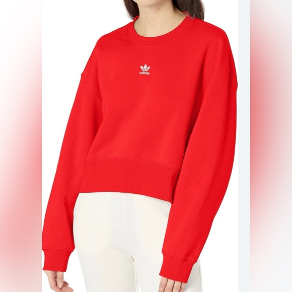 adidas Tops - ✨Adidas Women's ESS CREW FL Red Sweatshirt Size L